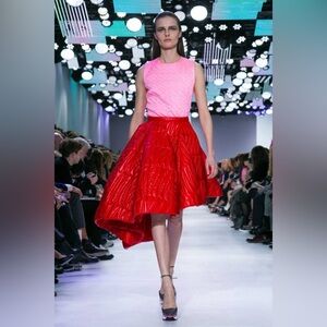 Designer inspired skirt set. Puffer pink and red size 4